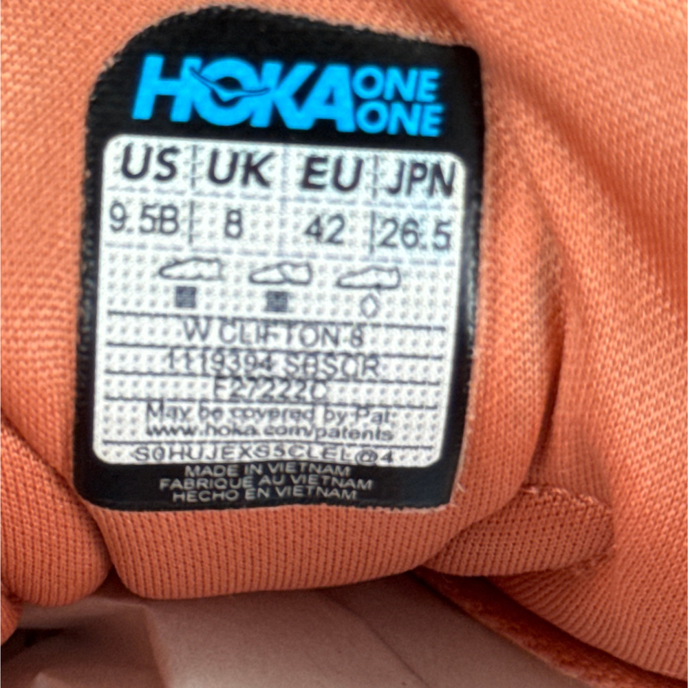 HOKA ONE ONE Clifton 8 Running Shoes Womens 9.5 B Peach Yellow Athletic Sneakers - Picture 9 of 12